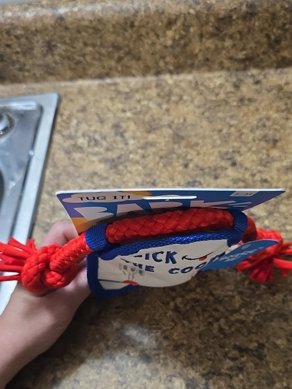 Bark Suns Out Tongues Out Apron Tug Toy in Blue and Red NWT S-M 0-50 Pounds